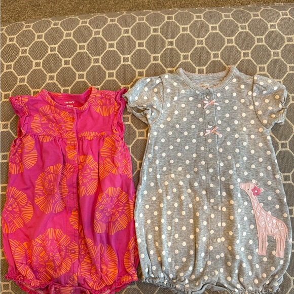 Carter's Other - Carter's Pink and Gray Romper Bundle 12 months